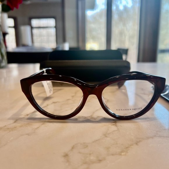 NWT Alexander McQueen AM0045OA Red/Tortoise Cat Eye Glasses Frames - Picture 8 of 12
